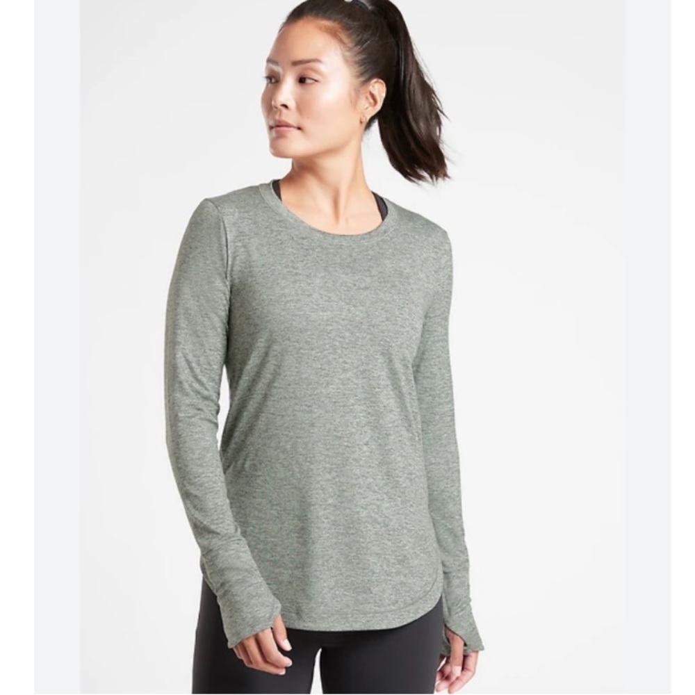 Athleta Green Uptempo Long Sleeve Tee